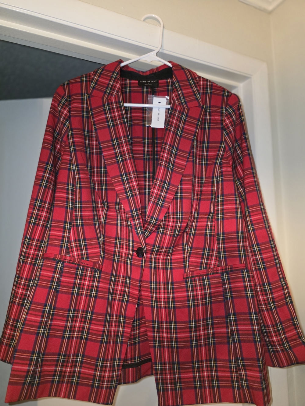 Lane Bryant Red Plaid One-Button Blazer